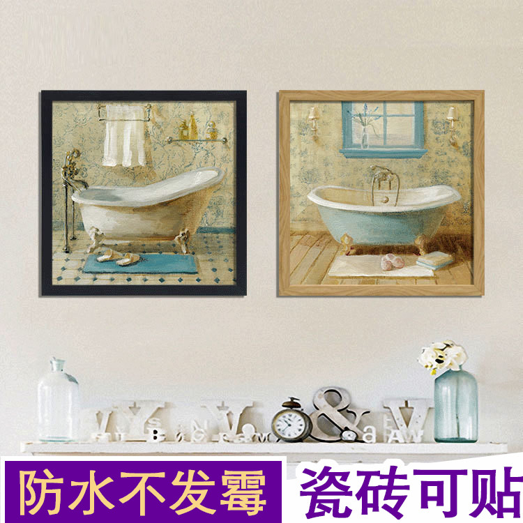 欧式美式防水卫生间装饰画 现代酒店浴室挂画餐厅卧室Z洗手间壁画图片