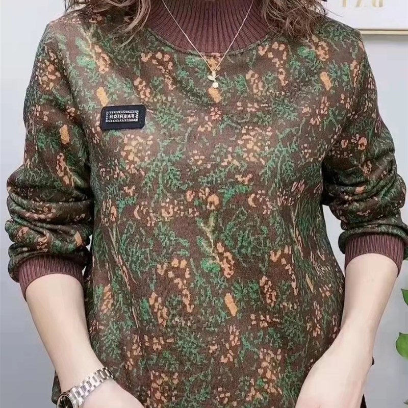中年妈妈装2024年秋冬s新款植绒时尚宽松显瘦百搭长袖加厚毛衣小图片