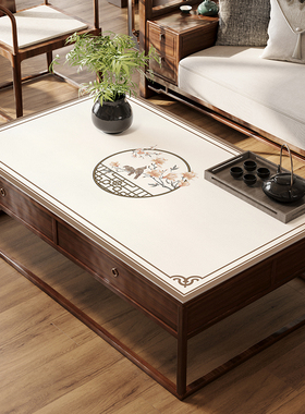 新中式pvcg茶几桌垫餐桌桌布防水防油防烫免洗新款桌面保护垫定制