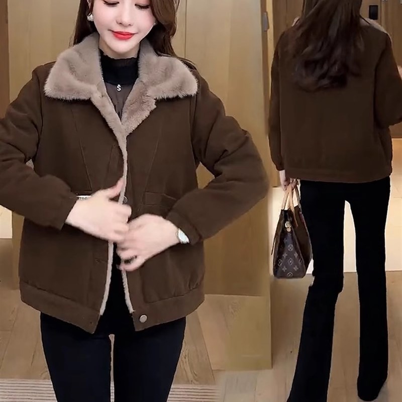 秋冬短款牛仔外套女2024新款y高级感宽松加绒加厚棒球棉服时尚大