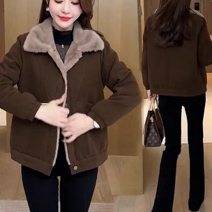 秋冬短款牛仔外套女2024新款y高级感宽松加绒加厚棒球棉服时尚大