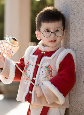 汉服男童b2024新款儿童拜年服宝宝国风唐装新年装过年服小男孩冬