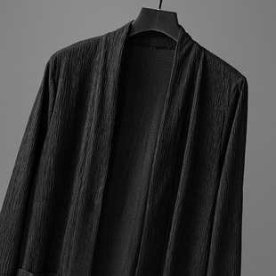 秋季中长款风衣中式禅p修服对襟长袍汉服青年男士复古唐装披风外