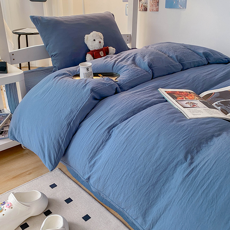 三件套大学生被套床单寝室宿舍单A人被褥套装床上四六件非全棉纯