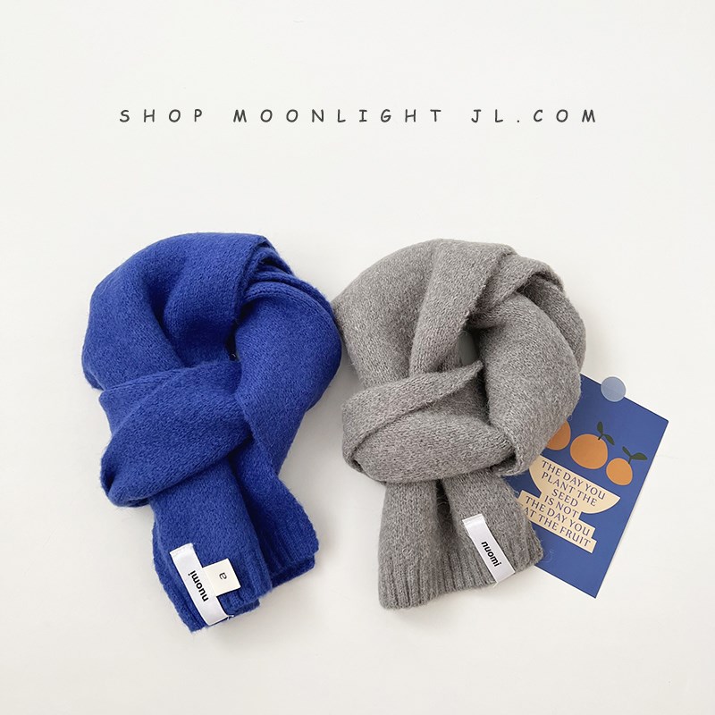 韩版纯色15色儿童围巾针织秋冬季D保暖防风男女孩宝宝婴儿毛线围