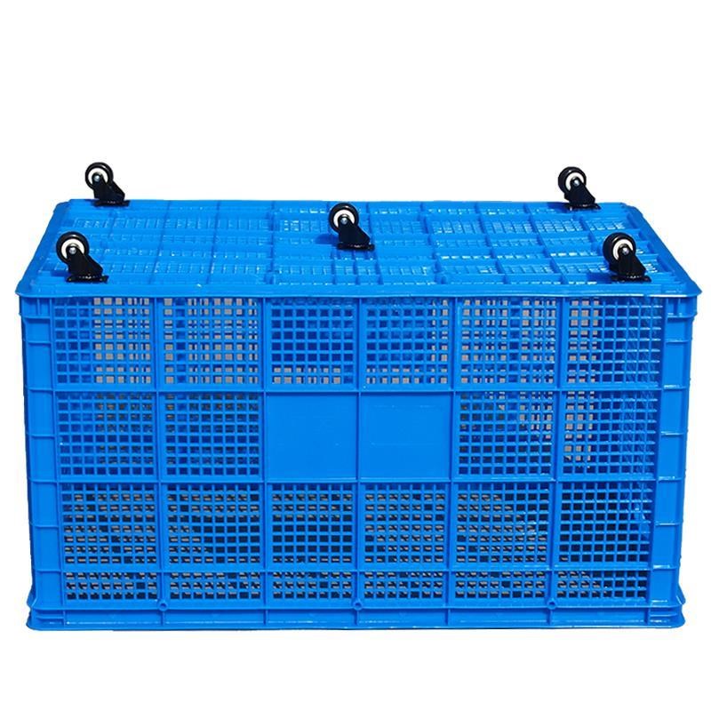 长方形带楼塑料筐周转筐轮38丛子框箱镂加厚滑轮带大号收纳筐加一