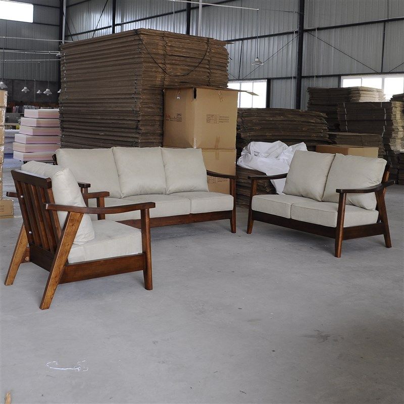 北欧实木沙发美式现代沙发椅日式沙发小户型红椿木水曲柳纹胡桃木