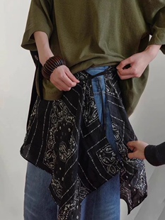 印花腰果花高街下摆裙卫衣叠穿神器侧绑带裙帘屁帘今年新款收腰女