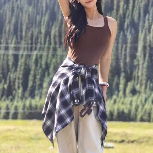 格子裙摆遮屁帘一片式小屁帘