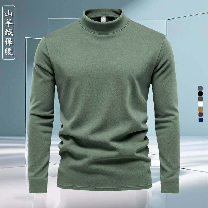 羊绒蛋白t恤衫高端德绒男半高领