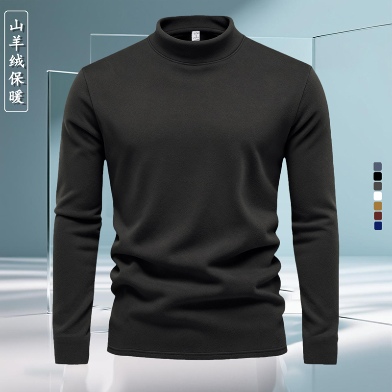 男羊绒蛋白t恤衫高端德绒半高领