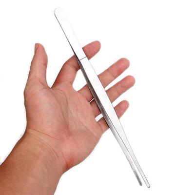 不锈钢镊子 加长加厚圆头大号镊子水草敷料镊子工具夹子25CM 30CM