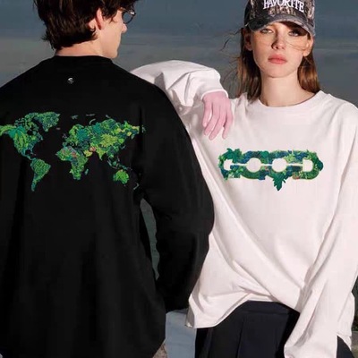 GOOD立体绿植刺绣地图长袖卫衣