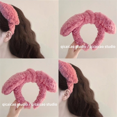 谁戴谁美丽！兔耳朵毛绒发箍！长毛洗脸发箍可爱发饰女盘发器发夹