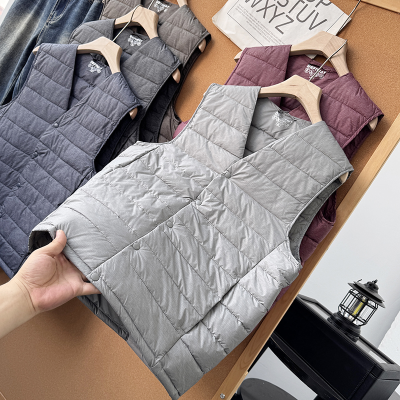 秋冬男士休闲百搭V领羽绒马甲背心50357