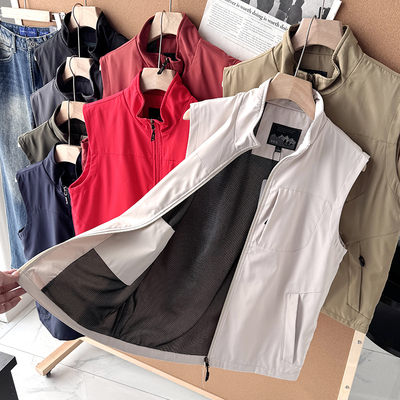 户外技能风！外贸单春款男士立领百搭透气背心马甲男潮S00403