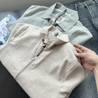 意奢绅士装！天然亚麻混纺！轻盈干爽老钱风夹克外套男27617