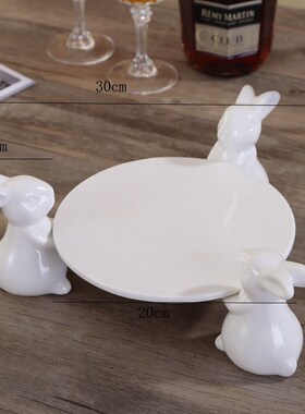 Ceramic Cake Stand Fruit Plate Food Set Cute Rabbit Dessert