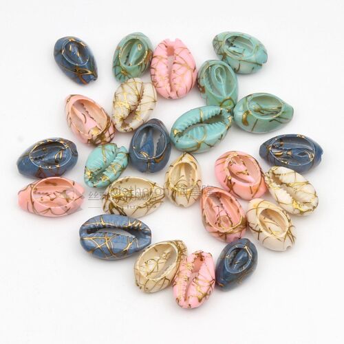 10pcs Gold Veins Cut Natural Sea Shells  Jewelry Making Diy - 封面