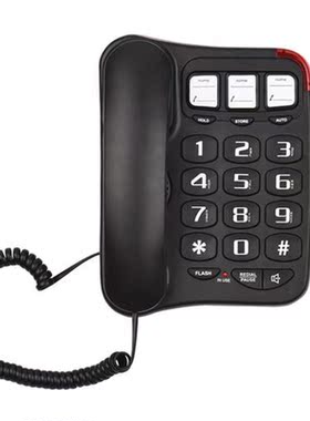 Black Corded Phone with Big Button Desk Landline Phone Wall
