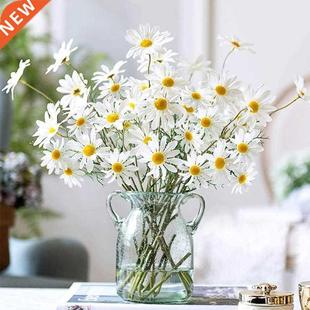 5Pcs 50cm Artificial White Daisy Flower Bouquet  Vase Hom