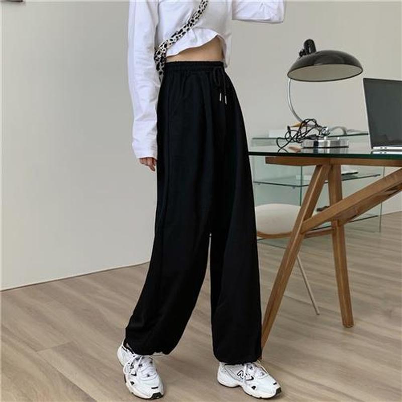 HOUZHOU Gray Sweatpants for Women 2021 Autumn New Baggy Fash