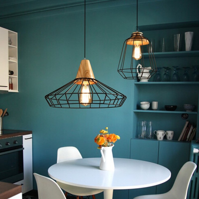 ONE Head Modern Black/White e27 Lamp Creative Wooden Iron Ch