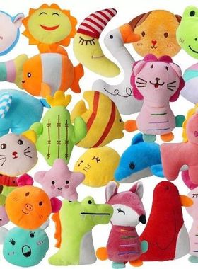 27 Packs Plush Squeaky Toys for Small Dog Bulk Animal Fruit