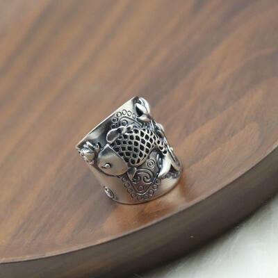 Handmade Silver Open Ring Wide Jewelry for Men Women rings