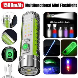 8 Modes Mini LED Flashlight USB Rechargeable Torch UV Lamp