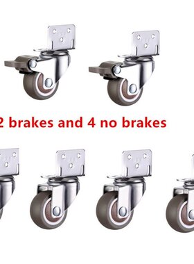 6pcs Furniture Casters Wheels Soft Rubber Swivel Caster Quit