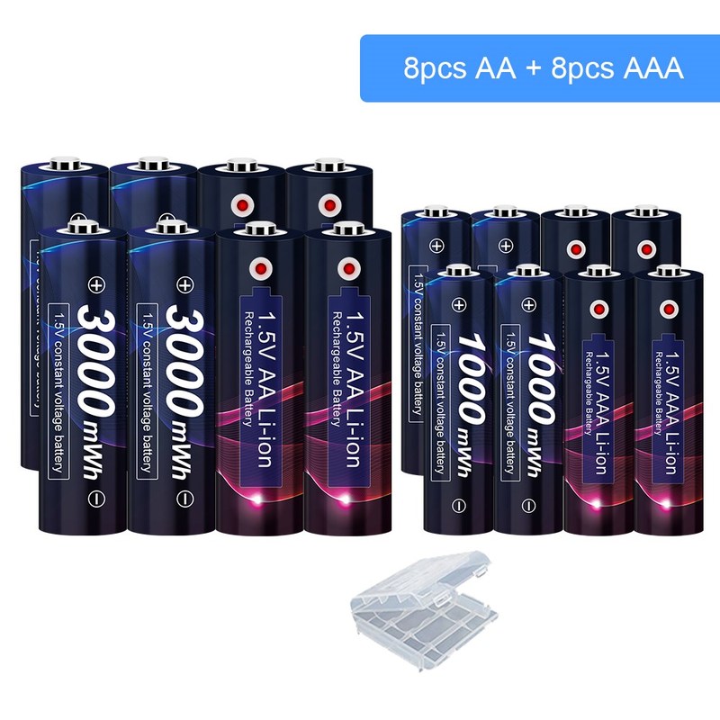 1.5V AA AAA Lithium li ion rechargeable battery AA3000mWh 1