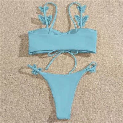 Attractive Beach Swimsuit Two-piece Bra Briefs Set Wire