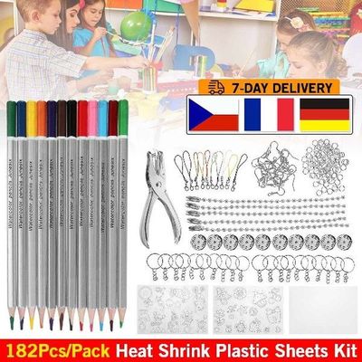 156/182PCS Shrinky Art Paper Heat Shrink Plastic Sheets DIY