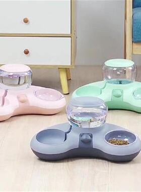 Pet Cat Double Bowl Automatic Drinking Food Feeder Dog Cats