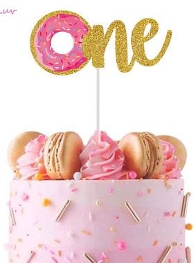 Donuts Cake Toppers Glitter Gold Letters Cupcake Happy Birth