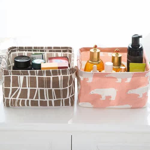 Cute Printing Desktop Storage Basket Waterproof Organizer S