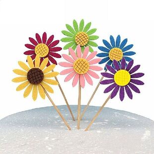 Sunflower Cake Topper Girl Lady Happy Birthday Cupcake