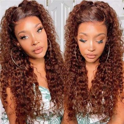 Brazilian 13x4 Hd Lace Front Wig Deep Wave Reddish Brown Hum
