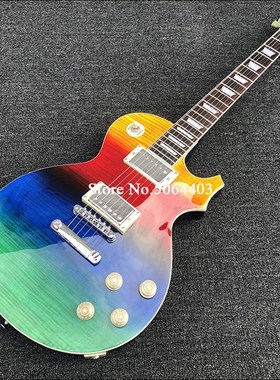 New electric guitar, colored paint, maple tiger veneer, peac