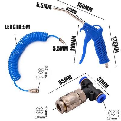 New 5.5mm Steel Nozzle Air Duster With 5m Recoil Hose Truck
