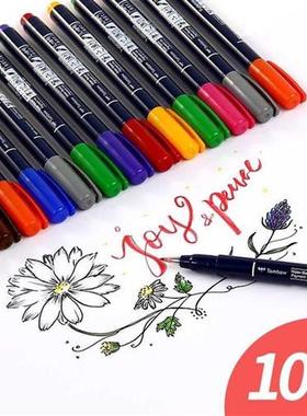 Tombow Fudenosuke Fude Brush Felt Tip Pen Set Art Marker 10