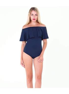 Summer Ruffles Off Shoulder Bodysuit Women Black Red Combina