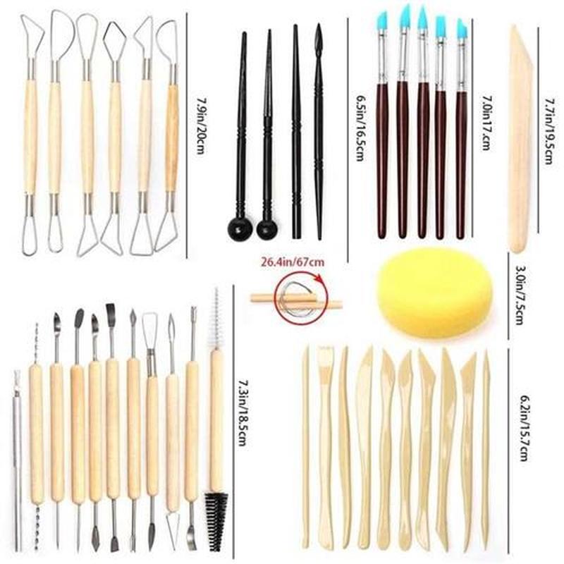 61PCS Ceramic Clay Tools Set Crafts Polymer  Art Modeling