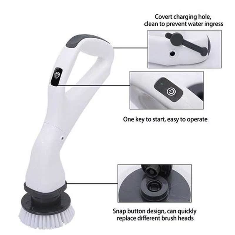 Electric Spin Scrubber-Cordless Floor Scrubber with 4 Replac