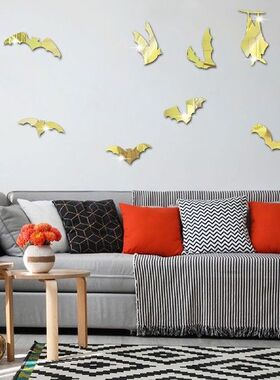 Live Love Wall Decor Mirror Halloween 8 Bats Acrylic Wall