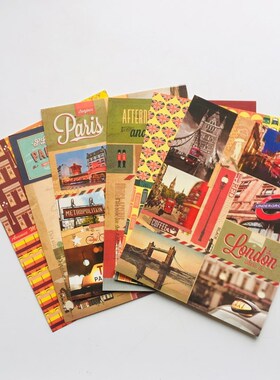 3Sheets /Pack Stylish London Paris Paper Adhesive Stickers
