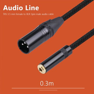 0.3m/0.5M/1m/2M/3M TRS 3.5mm Female to XLR 3 Pin Male Adapte
