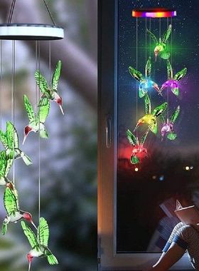 Outdoor Solar Powered Wind Chime Lamps Windbell Pendant