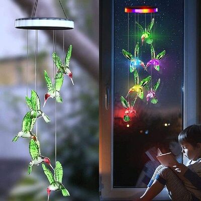 Outdoor Solar Powered Wind Chime Lamps Windbell Pendant